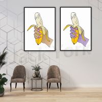 Banana Purple Hand Poster Art Print-การตกแต่งผนังที่ไม่เหมือนใครและเล่นโวหารสำหรับทุกห้อง