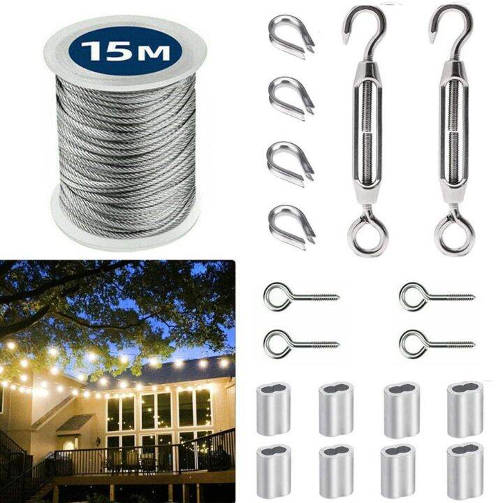 JUJE83274 15M 2mm Practical Flexible Tent PVC Coated Wire Rope Cable