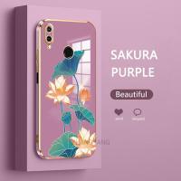 เคสสำหรับ Huawei Nova 3i Nova 3 Nova 3e Nova 4 Nova 4e เคสโทรศัพท์ดีไซน์ใหม่ดอกบัวหลากสีฝาหลังเคสนิ่มเคลือบอิเล็คโทรเพลทซิลิโคน TPU กล่องกันกระแทกพร้อมฟรีสายคล้อง