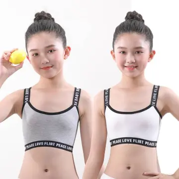Cotton Kids Sport Bras Girls Teenage Underwear Small Training Bras Wireless  Puberty Underwear Teens Seamless Vest