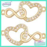 TANTUANG ทองสีทอง จี้เสน่ห์หัวใจ ทองเหลืองชุบทอง Infinity linking Charms เครื่องรางรูปหัวใจ ขั้วต่อหัวใจกลวง อุปกรณ์เครื่องประดับอัญมณี