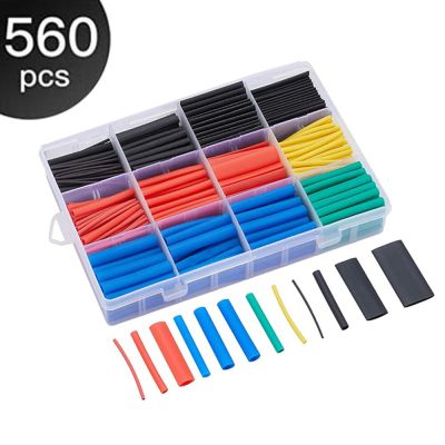 560pcs Heat Shrink Tube 2：1 Thermoresistant Assorted Polyolefin Heat Shrink Tubing Tube Wire Cable Insulation Sleeves Wrap Wire Electrical Circuitry P