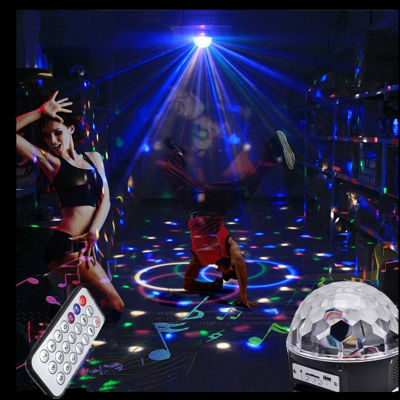 Bluetooth Voice Control Speaker Stage Light Colorful Crystal Magic Ball Rotating Projection Lamp Colorful Starry Sky LED