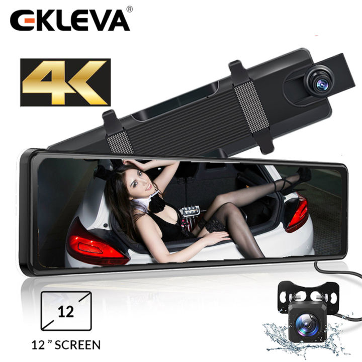 10'''' UHD 4K Touchscreen Mirror Dash Cam Backup Camera Front and 1080P Rear  View with GPS WiFi