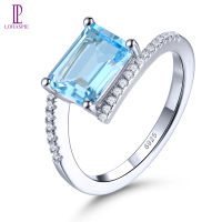 3กะรัตของแท้925 Original Natural Sky Blue Topaz Light Blue อัญมณี Blue Topaz แหวนผู้หญิงเครื่องประดับ Gift