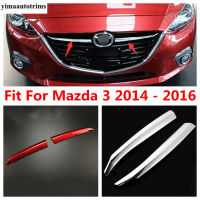 For Mazda 3 2014 - 2016 ABS Chrome Front Mesh Grill Bumper Bonnet Garnish Guard Protector Strip Cover Trim Accessories Exterior