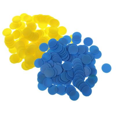 ；‘【； 200X Plastic Counters Game Chip Currency Board Game Teaching Toy Yellow Blue