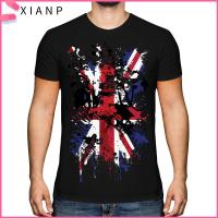 XIANP เสื้อราชอาณาจักรลำลองเสื้อยืดธงอังกฤษขนาดใหญ่สำหรับผู้ชายเสื้อยืดยูเนี่ยนแจ็คพิมพ์ลายแอบสแตรกต์รูปธงชาติเสื้อยืดคอกลมสหราชอาณาจักร