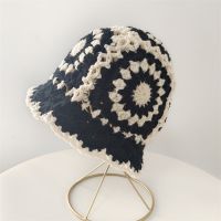 【YD】 Knitted Crochet Bucke Hat Hollow Korean Fashion Weaving Thread Y2k Cotton Pullover Skullies