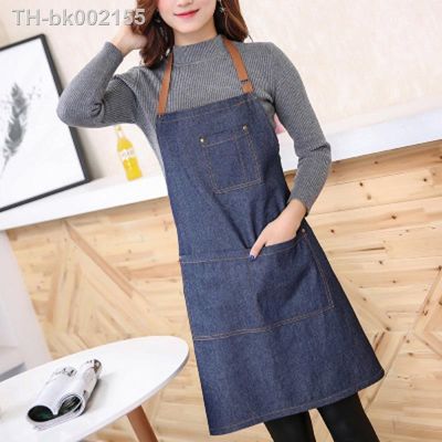 ¤ 1pcs Practical 71x65cm Blue Denim Simple Aprons Uniform Unisex Jeans Aprons Mens Ladys Kitchen Cooking Gifts