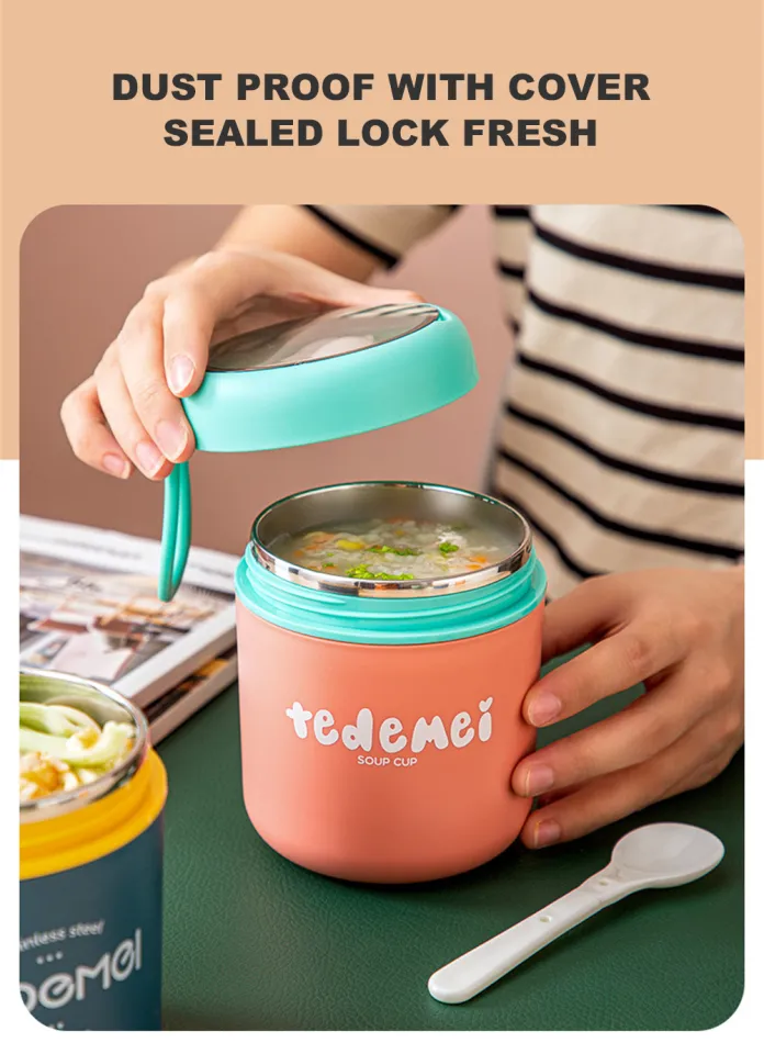 710ML Stainless Steel Lunch Box Drinking Cup With Spoon Food