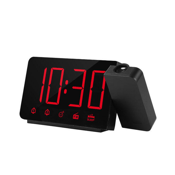 Projection Alarm Clock 180°Projector with FM Radio Snooze Function 4 Dimmer  Dual Alarm USB Charging Digital Clock 12H/24H for Bedrooms 