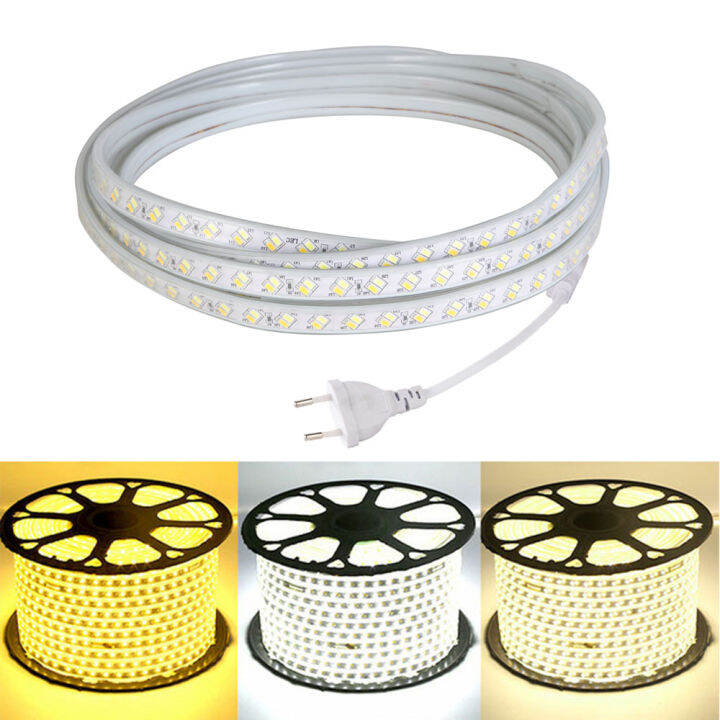 แถบไฟled-5m-5730-120led-mสองแถว-220vกลางแจ้งในร่มกันน้ำไฟled-smd-5730-ยืดหยุ่นled-euปลั๊กสำหรับสวนกลางแจ้งตกแต่งบ้านแสงสตริง