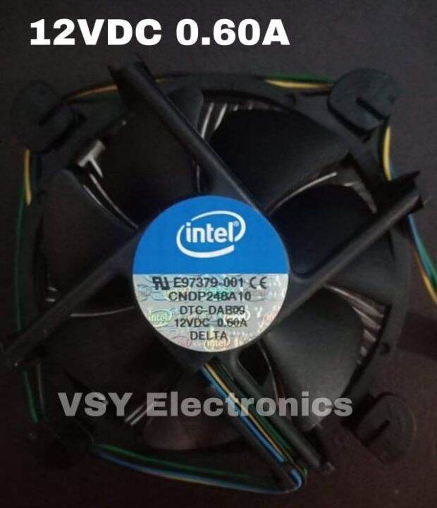 Intel 12vdc 0.60A 4Pin Connector CPU Cooler w/ Aluminum Heatsink & 3.5