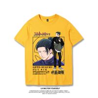 เสื้อยืดพิมพ์ลายอนิเมะ เสื้อยืดอะนิเมะ Jujutsu Kaisen แนวโน้มสองมิติสำหรับผู้ชายที่มี Geto Suguru ในรูปแบบเทรนด์ ฤดูร้อน S-5XL