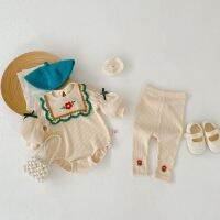 、‘】【= Infant Autumn Rompers Female Baby Full Moon Bag Fart Clothes Foreign Style Embroidery Flowers Cotton Outing Clothes One-Piece