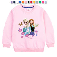 Frozens Annas Elsas เสื้อแขนยาวคอกลมเสื้อกันหนาวเด็ก13สี/1-10ปีเสื้อคอตตอน Baju Anak การ์ตูนพิมพ์ฤดูใบไม้ผลิฤดูใบไม้ร่วงน่ารักเสื้อแขนยาวสำหรับเด็กหญิงเด็กชาย0000