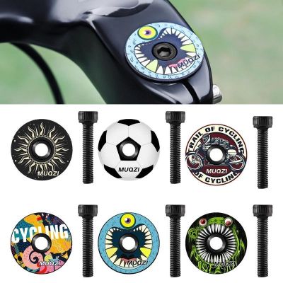 ☃ Bicycle Headset Top Cap Lightweight Bolt Cap Covered Bicycle Aluminum Alloy Mountain Road Bicycles Bowl Bike Stem Cap