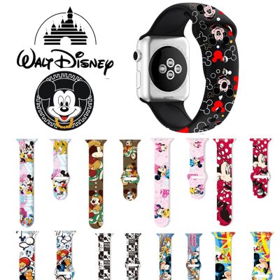 ☃♣❅ 2022 paski do zegarków Apple Disney 40mm 42mm 38mm 41mm Disney Mickey Minnie silikonowy pasek do iWatch 7 6 5 4 3 2 SE bransoletka Correa