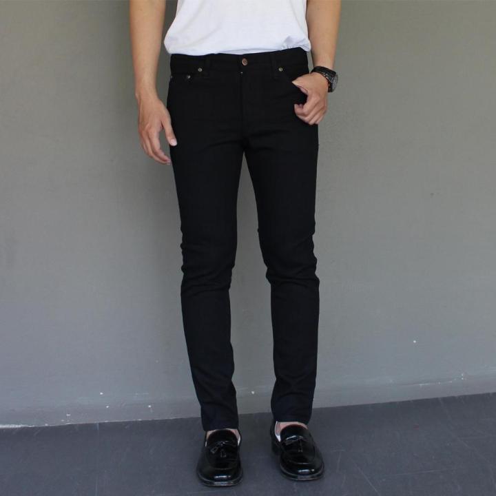 golden-zebra-jeans-กางเกงยีนส์ชาย-size28-44-ผ้ายืดสีดำขาเดฟ
