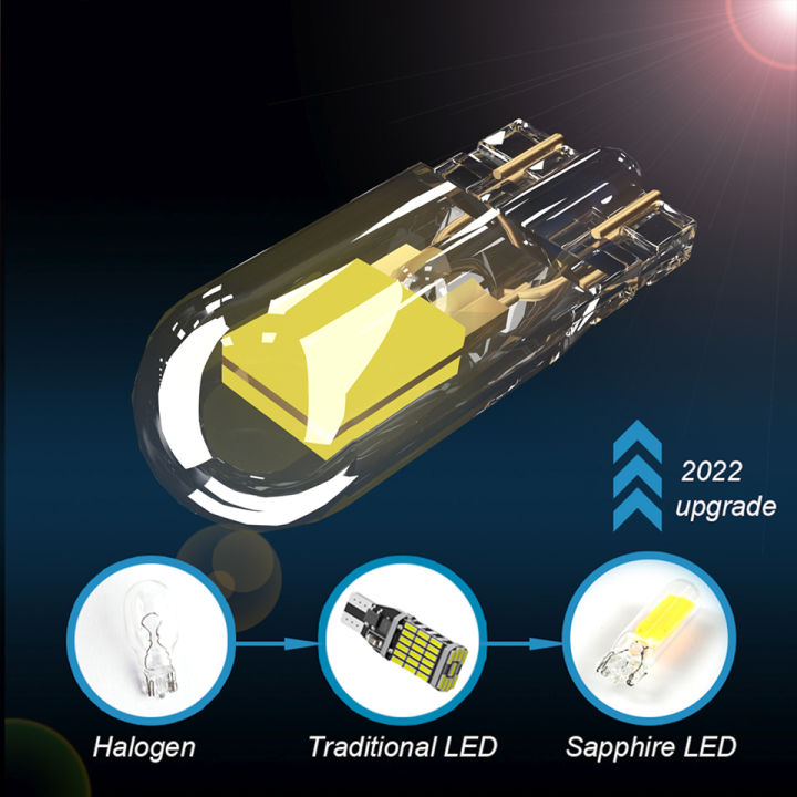 2x-w5w-led-t10-cob-sapphire-2022-economic-อัพเกรด-pop-car-light-bulb-high-bright-drive-free-wedge-dome-reading-lamp-12v-6000k-laojie