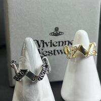 The new authentic rear icon Vivienne Westwood Empress Dowager Vivienne Vivienne fold ribbon letter enamel drop glaze ring female personality niche design