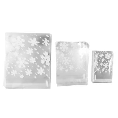 300 Counts Resealable Cellophane Christmas Party Snowflake Cookie Bakery Candy Treat Gift Bags in 3 Sizes