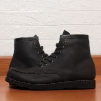 PRIA HITAM Mens Black redwing style moctoe Genuine Leather Boots edgar model