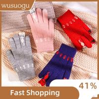 WUSUOGU Women Men Arrival Cartoon Cats Cute Elastic Thicken Warm Touch Screen Mittens Knitted Gloves Full Finger