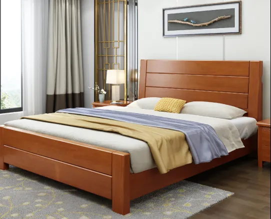 Include Latex Mattress 200x180cm Bed Frame Solid Wood Katil Besi Single Steel Powder King Queen Size Include Latex Mattress 200x180cm Bed, Modern Wooden Bed Frame King