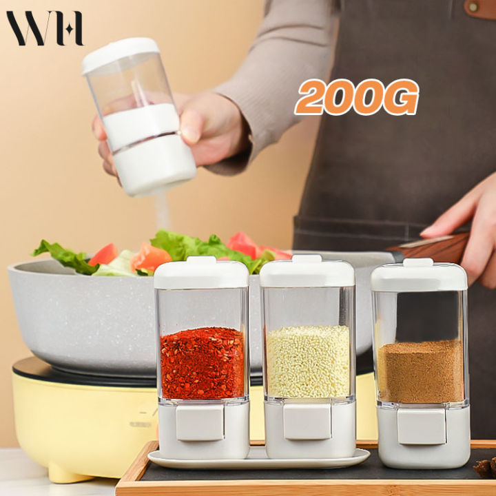 Quantitative Salt Shaker With Press Design, Kitchen Seasoning Jar