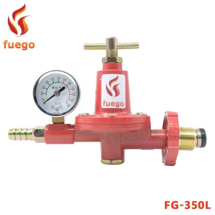 ⚘LPG Gas Regulator High Pressure with Gauge and Brass Connector Fuego
