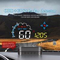 2022 Car Head-up Display OBD+GPS Speedometer Water Temperature Alarm HUD Speed Measuring Radar Auto Warning Instrument M20