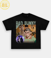 BIL BAD BUNNY  แฟชั่นยุโรป เสื้อผ้าชาย เสื้อ black T-shirt เสื้อยืดใส่สบาย