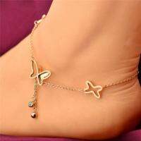 QianXing Shop Temperament Butterfly Single  Rhinestones Tassel Anklet Butterfly Pendant Foot Chain Engagement