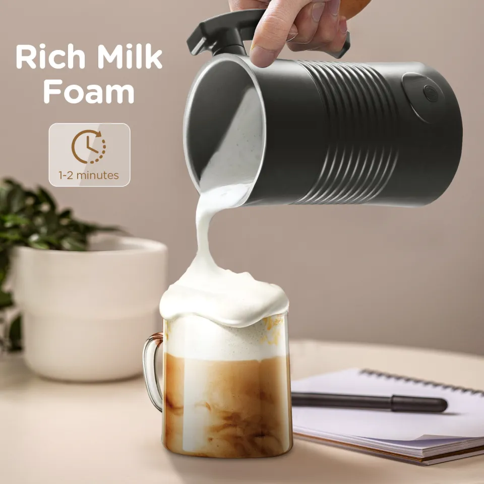 4-in-1 Milk Frother Steamer Auto Shut-off 11.8Oz/350ML Quiet Auto Milk  Warmer with Pouring Handle for Coffee/Latte/Hot Chocolate