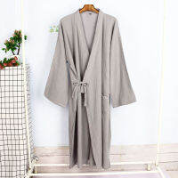 New Japanese Style Yukata Homewear Clothing Cotton Linen Bathrobe Spring Summer Thin Pajamas Long Robes for Adult