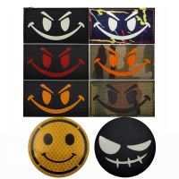 hotx【DT】 Smiley Reflective Rubber and Badge Sticker for Backpack/helmet/hat Embroidery