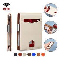 Rfid Genuine Leather Men Wallets Money Bag Slim Thin Man Card Holder Wallet for Men Small Short Purse Male White Vallet Billfold Card Holders