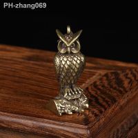 Retro Copper Animal Tea Pet Retro Brass Owl Ornaments Miniature Statues Desktop Decorations Decoration Crafts Keychain Pendant