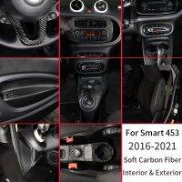 Car Center Console Frame Decorative Panel Soft Carbon Fiber Car Styling For Mercedes Benz Smart 453 2016-2021 Accessories