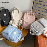 ?Dani Atte  กระเป๋านักเรียน สีทึบ กระเป๋าเป้ไนลอน สไตล์วันหยุดลำลอง ท่องเที่ยว เรียบง่าย กระเป๋าแฟชั่นความจุสูงสำหรับนักเรียนมัธยมต้น