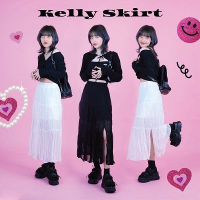 kome.girls กระโปรงยาวผ้าย่นผ่าหน้า รุ่น Kelly Skirt