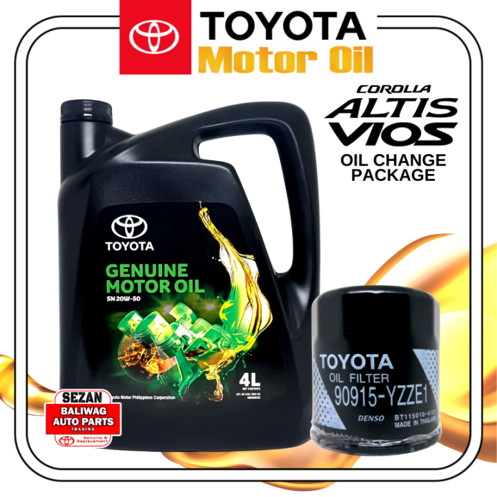 20W-50 GASOLINE MOTOR OIL 4 LITERS ORIGINAL TOYOTA OIL CHANGE PACKAGE ...