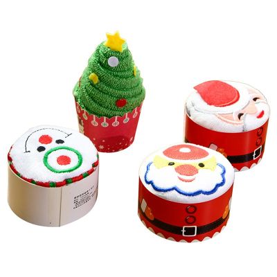 Christmas Tree Snowman Towels Christmas Cake Shape Towel For Children 39;s Gifts Embroidered Towel For Home Dinner Decor New Year