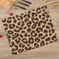 【CC】✎△  32x42cm  Animald Leopard Pattern Table Decoration Placemat Napkin Wedding Dining Mats