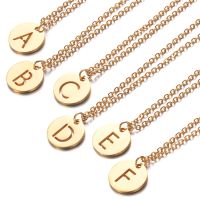 Stainless Steel Tiny Round Disc Initial Necklace Silver Color Letters Name Choker For Women Minimalist Pendant Jewelry