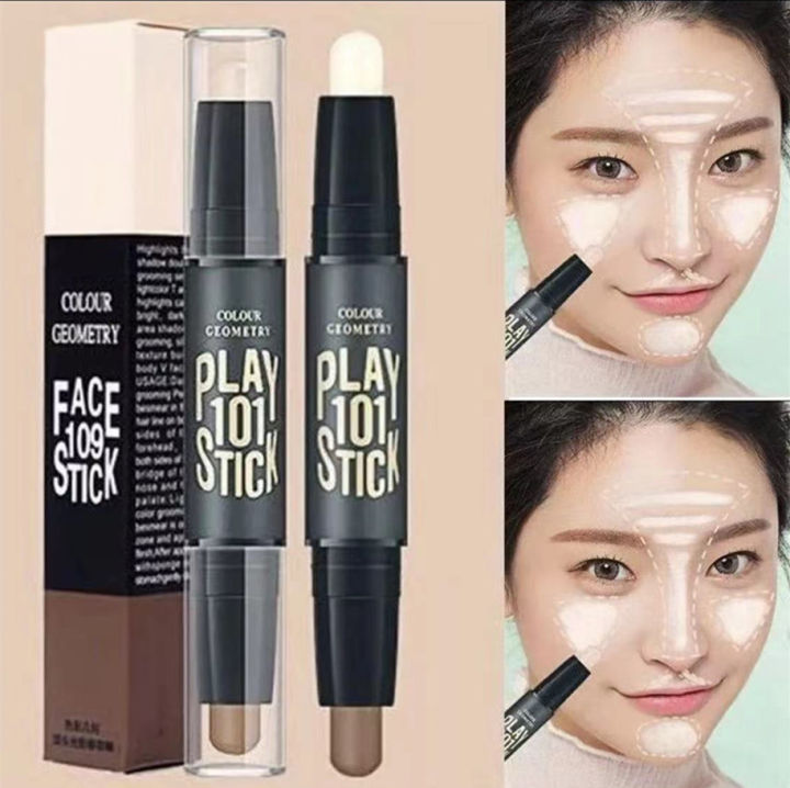 ใหม่ล่าสุด-พร้อมส่ง-ปากกาคอนทัวร์ไฮไลท์-เฉดดิ้ง-2-in-1-ให้หน้าดูดีมีมิติ