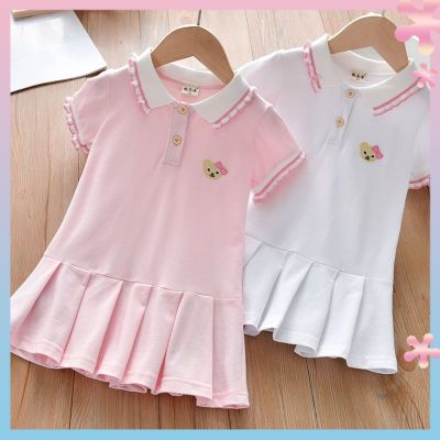 Girls dress summer 2022 new childrens polo dress girls sports pleated skirt Japanese princess dress