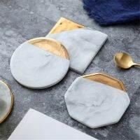 【CW】 1PC Gold Plated Marble Pattern Drink Coaster Cup Table Placemats Decoration Accessories